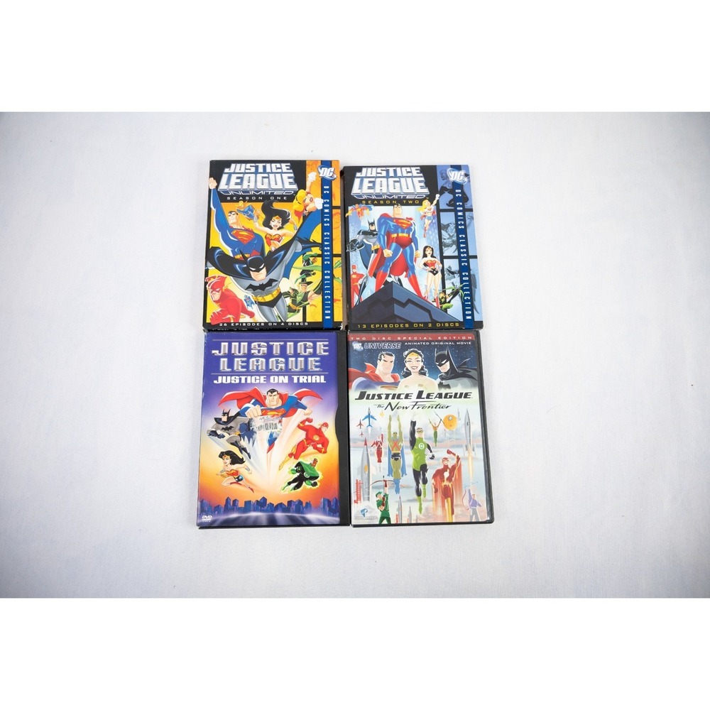 DC Justice League WB 4 DVD's LOT Unlimited S1 & S2 On Trial New Frontier